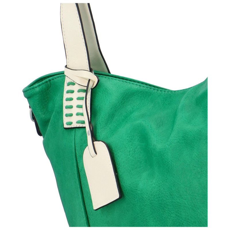Trendová koženková kabelka na rameno Sheryl, zelená