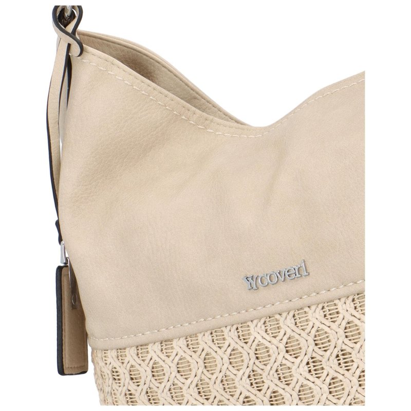 Trendová koženková kabelka na rameno Kitti, béžová
