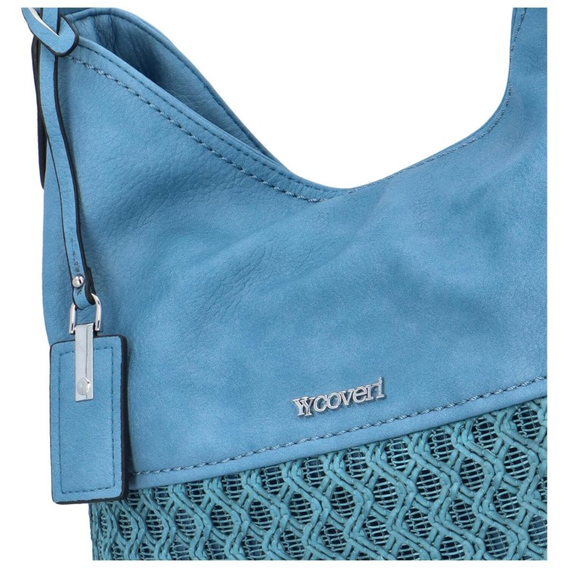 Trendová koženková kabelka na rameno Kitti, modrá