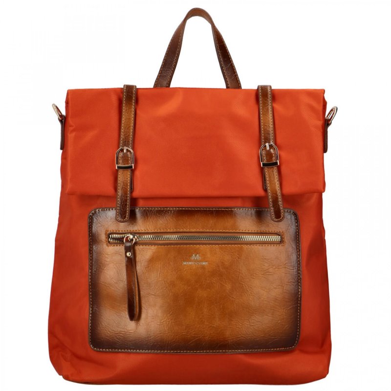 Městský dámský látkový batoh s kapsou na přední straně Kata, oranžový