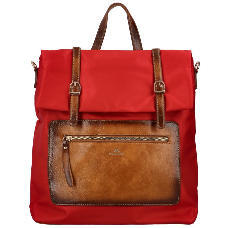 Městský dámský látkový batoh s kapsou na přední straně Kata, červený