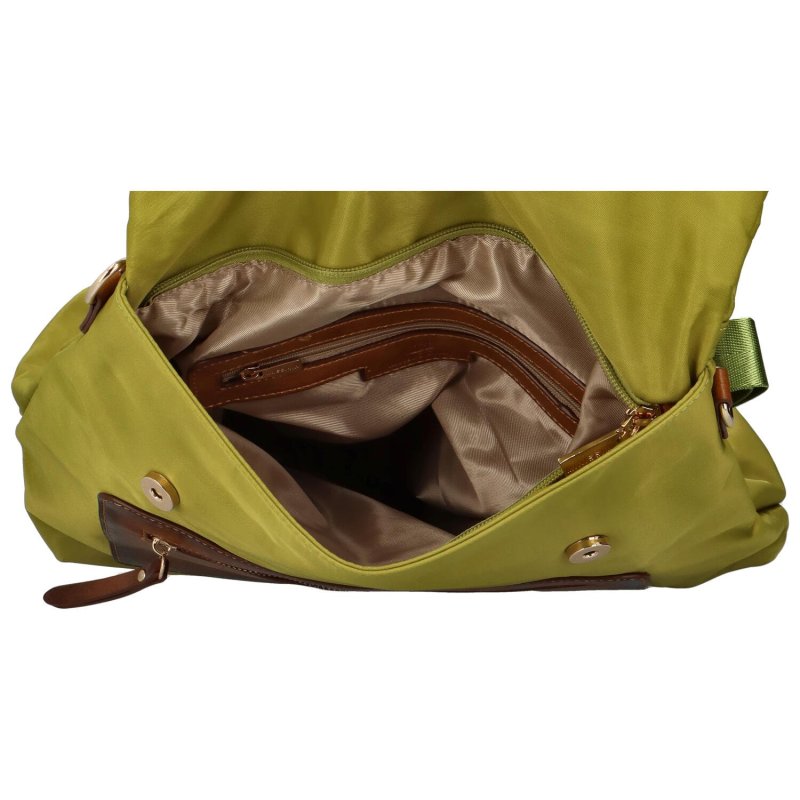 Městský dámský látkový batoh s kapsou na přední straně Kata, zelený