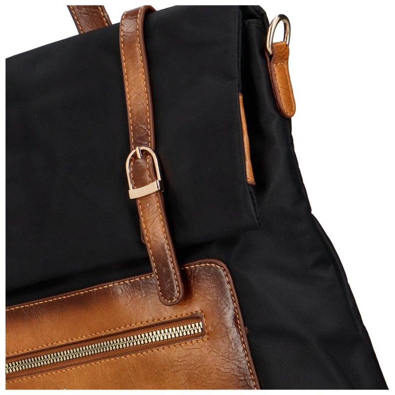 Městský dámský látkový batoh s kapsou na přední straně Kata, černý