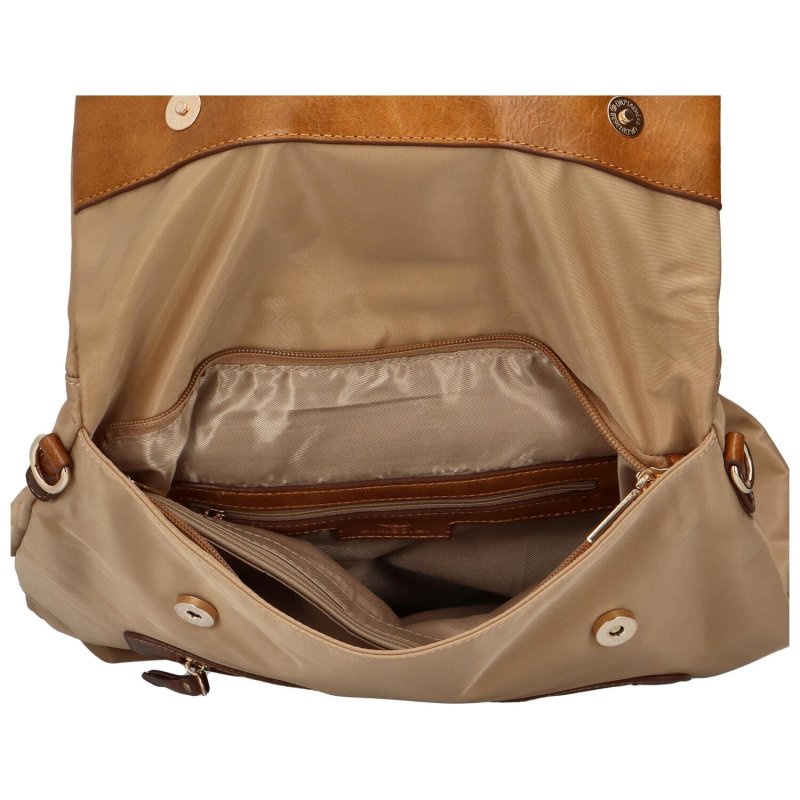 Městský dámský látkový batoh s kapsou na přední straně Kata, světle hnědý
