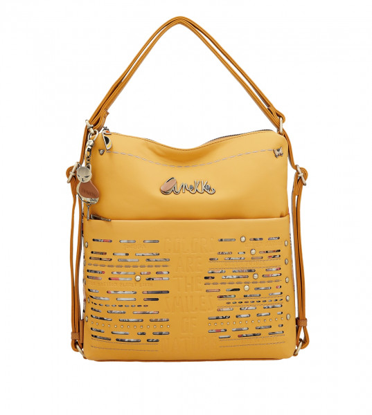 Dámská koženková kabelka/batoh Anekke Amazonia Pachamama, žlutá