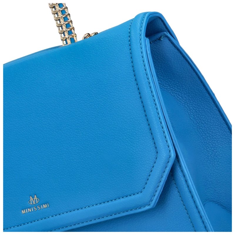 Elegantní dámská koženková kabelka se zlatou rukojetí Anabela, modrá