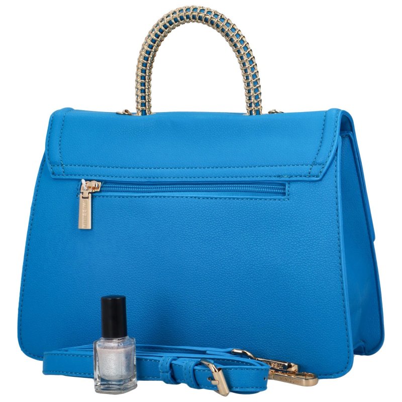 Elegantní dámská koženková kabelka se zlatou rukojetí Anabela, modrá