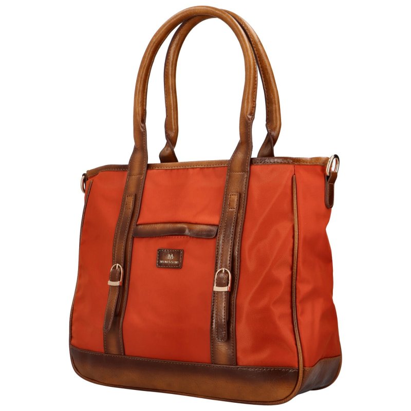 Dámská látková taška s kapsou na přední straně Elda, oranžová