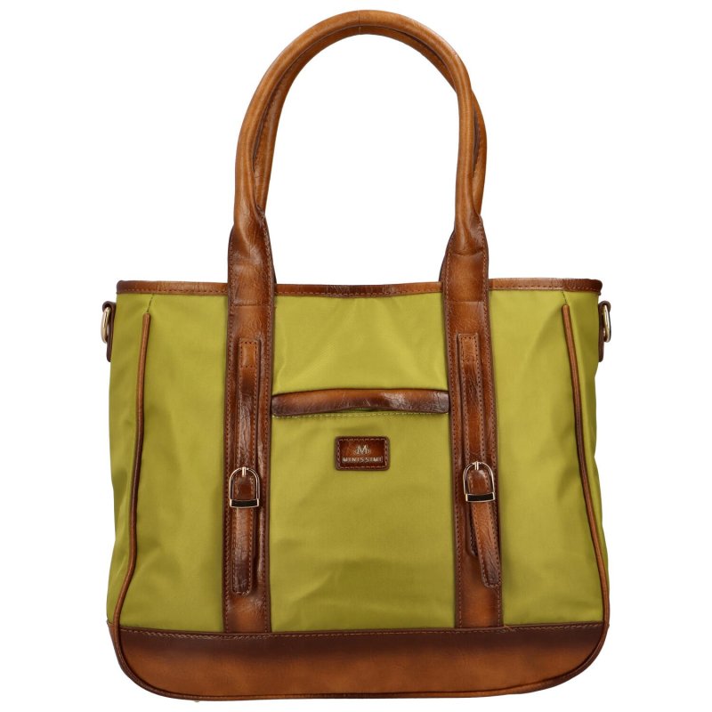 Dámská látková taška s kapsou na přední straně Elda, zelená
