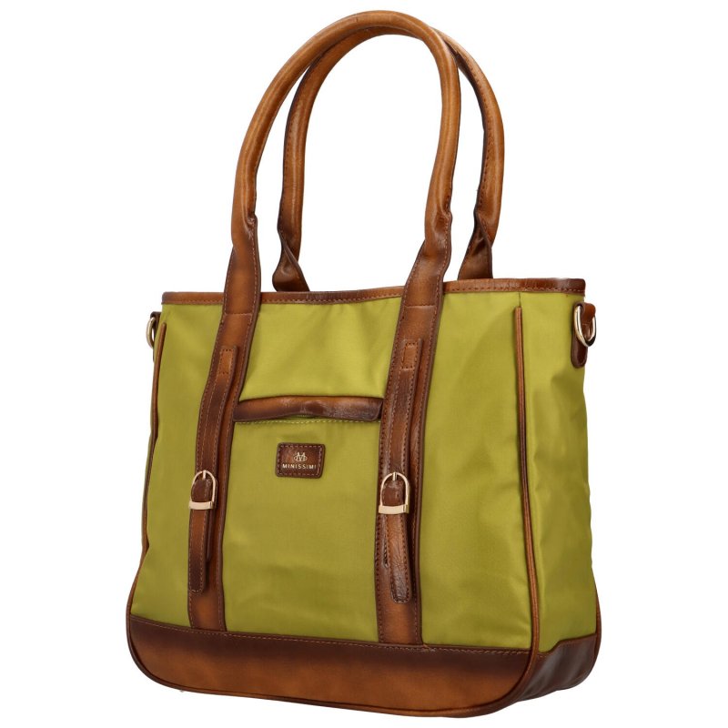 Dámská látková taška s kapsou na přední straně Elda, zelená