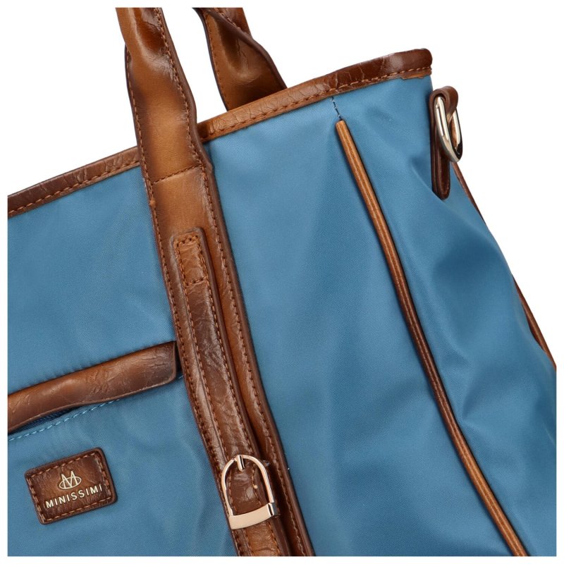 Dámská látková taška s kapsou na přední straně Elda, modrá