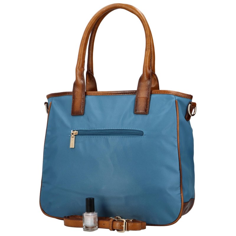 Dámská látková taška s kapsou na přední straně Elda, modrá