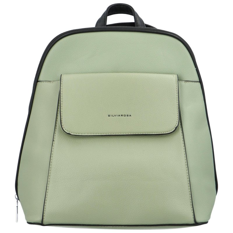 Dámský koženkový batoh s kapsou na přední straně Gloria, zelený