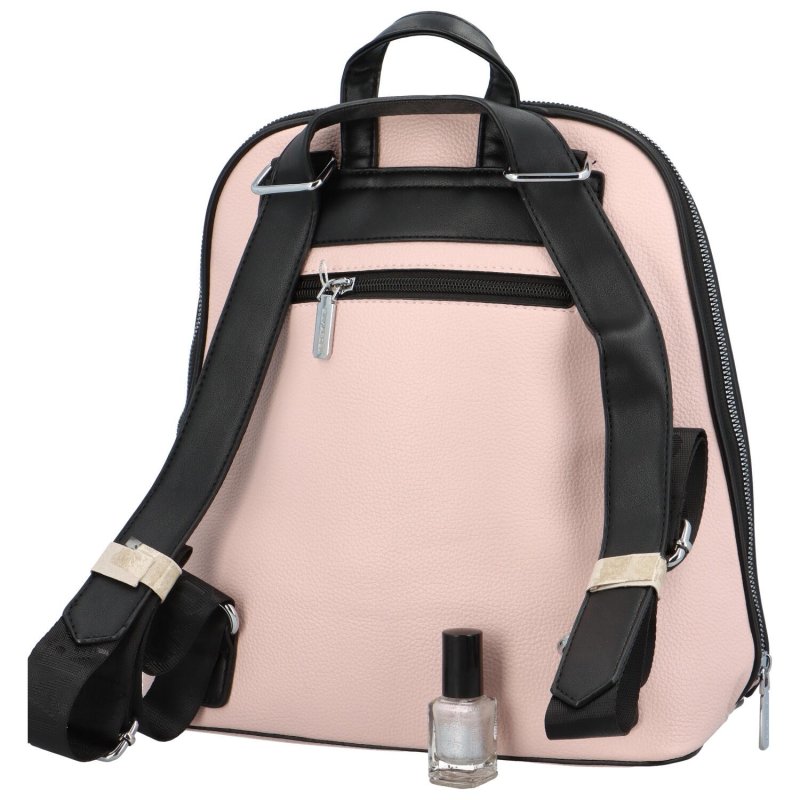 Dámský koženkový batoh s kapsou na přední straně Gloria, růžový