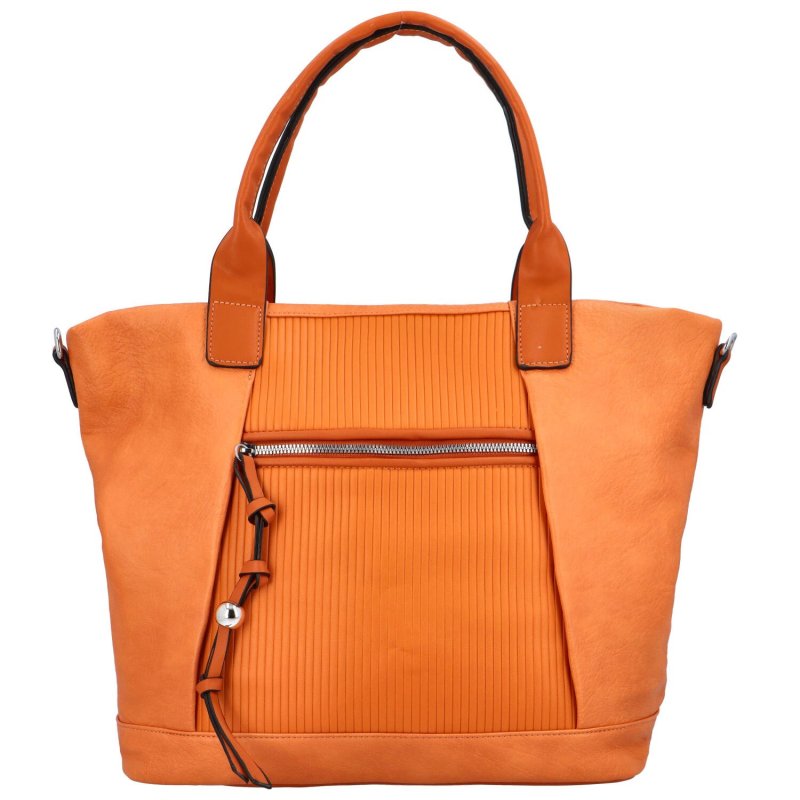 Koženková dámská kabelka se svislými proužky Nancy, oranžová