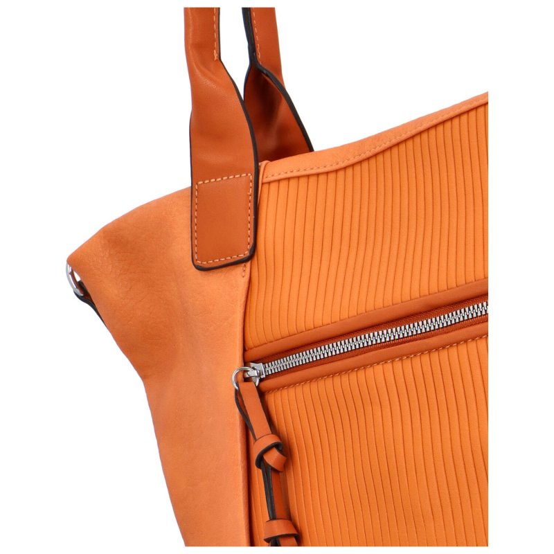 Koženková dámská kabelka se svislými proužky Nancy, oranžová