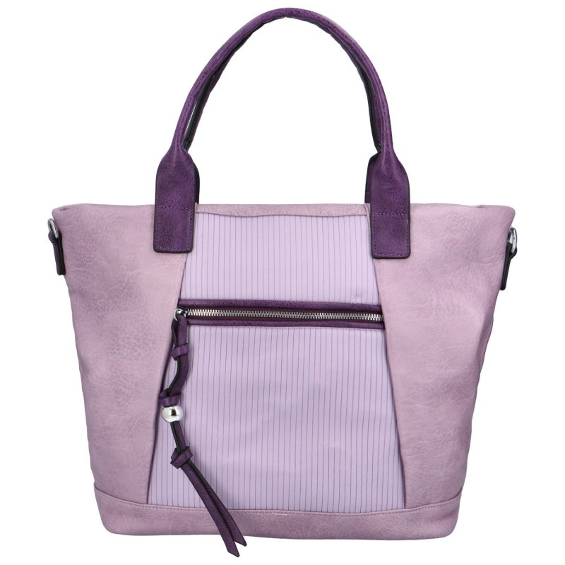 Koženková dámská kabelka se svislými proužky Nancy, fialová