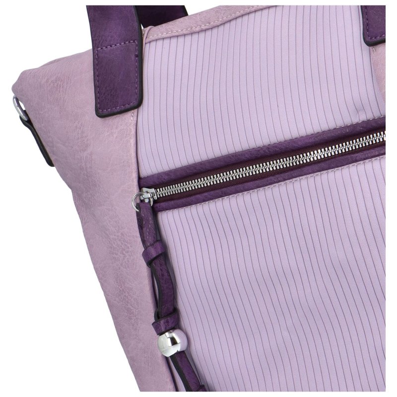 Koženková dámská kabelka se svislými proužky Nancy, fialová