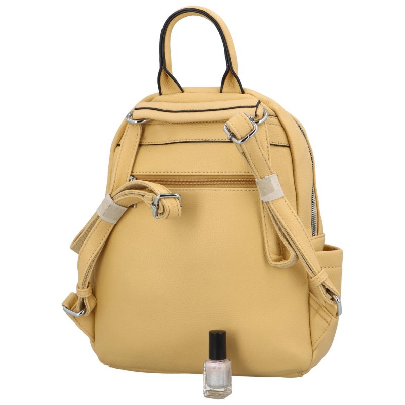 Městský dámský koženkový batoh Marfa, krémově žlutá