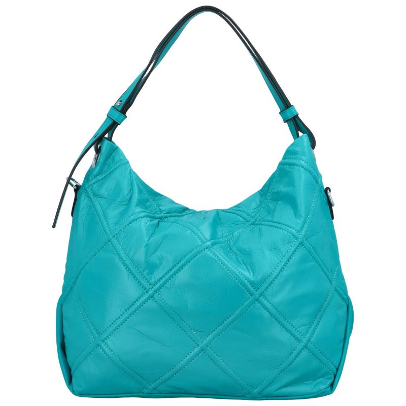 Trendy dámská koženková kabelka s prošíváním Melinda, paví modrá