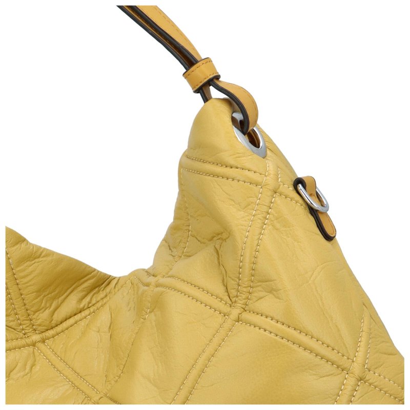 Trendy dámská koženková kabelka s prošíváním Melinda,  žlutá
