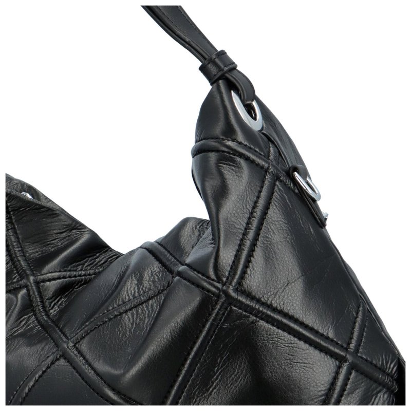Trendy dámská koženková kabelka s prošíváním Melinda,  černá