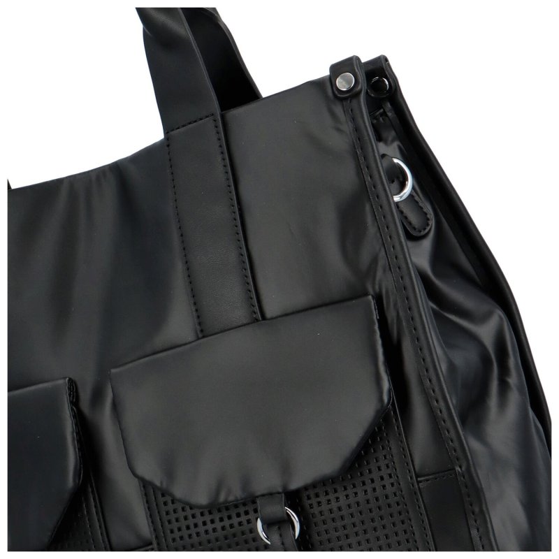 Výrazná dámská koženková kabelka Dona, černá