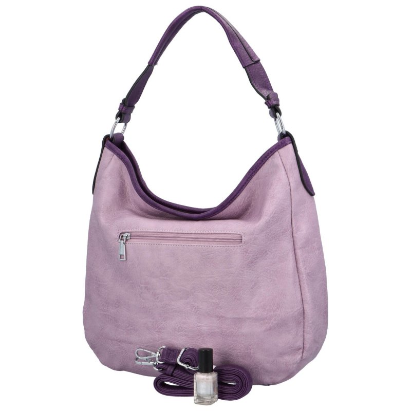 Dámská koženková kabelka s kapsou na přední straně Anna, fialová