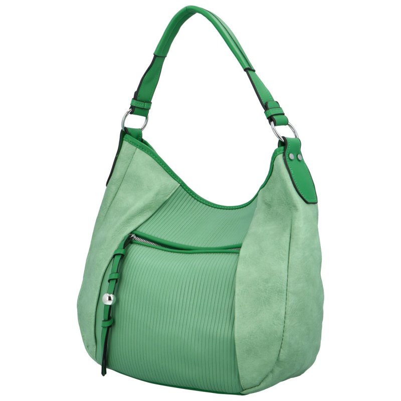 Dámská koženková kabelka s kapsou na přední straně Anna,  zelená