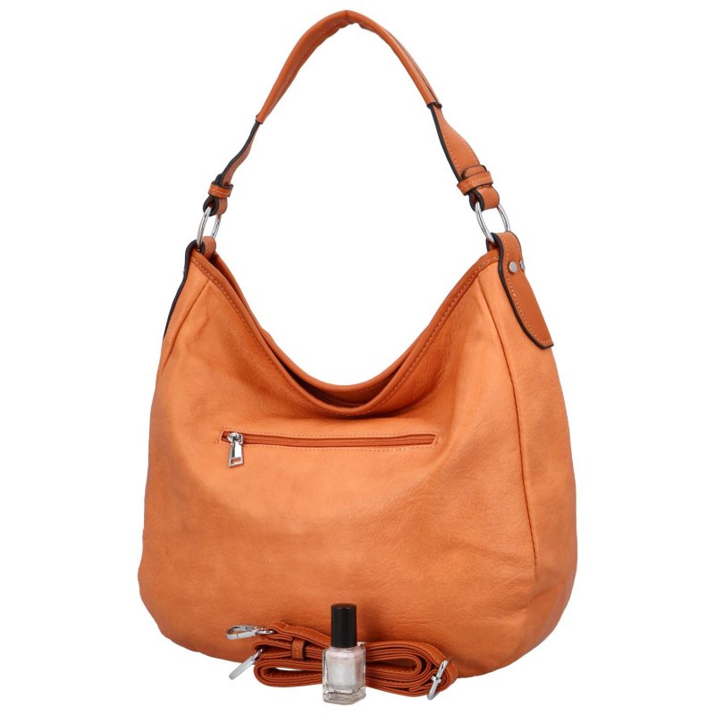 Dámská koženková kabelka s kapsou na přední straně Anna, oranžová