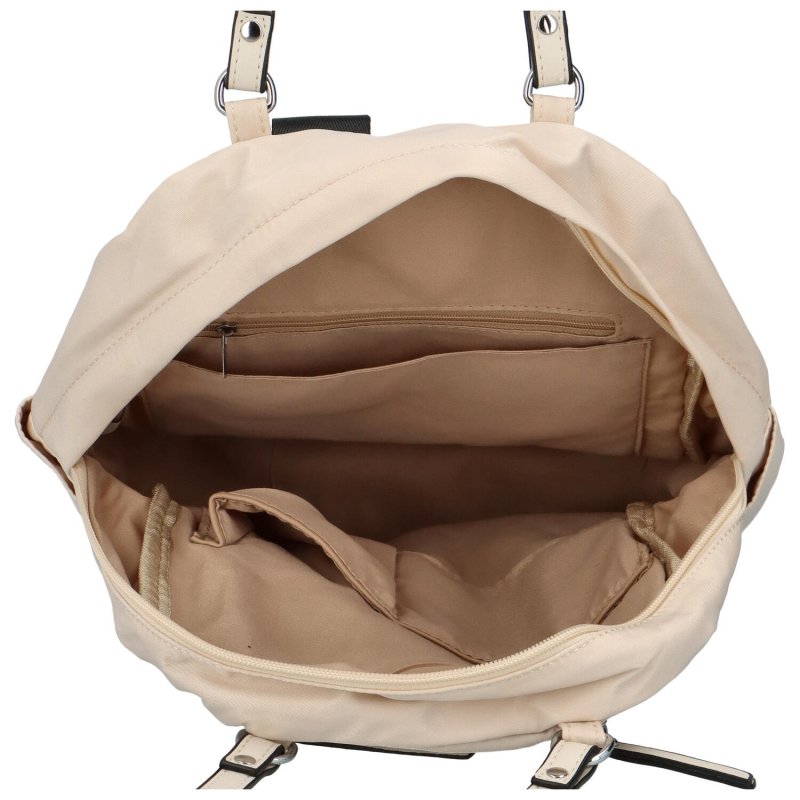 Moderní dámský látkový kabelko batoh Anita, béžová