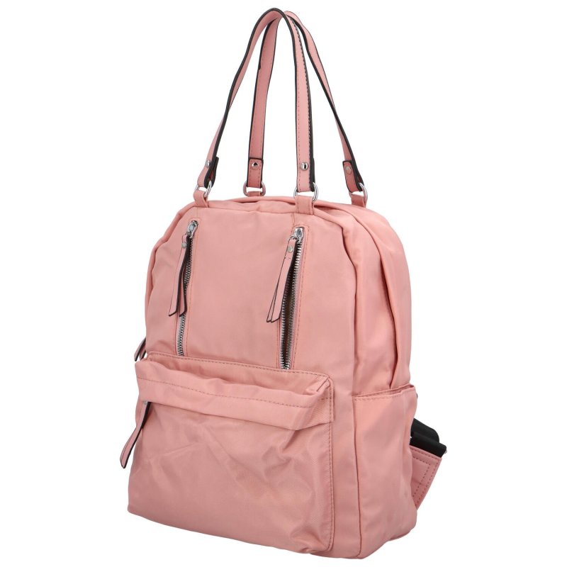Moderní dámský látkový kabelko batoh Anita, růžová
