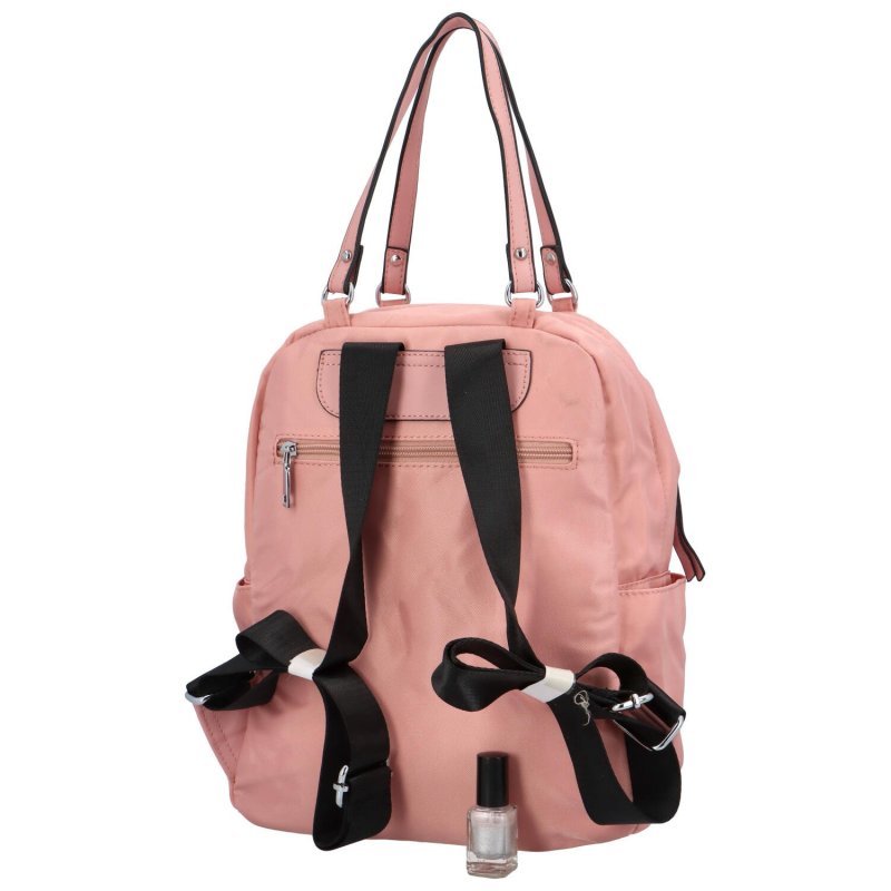 Moderní dámský látkový kabelko batoh Anita, růžová