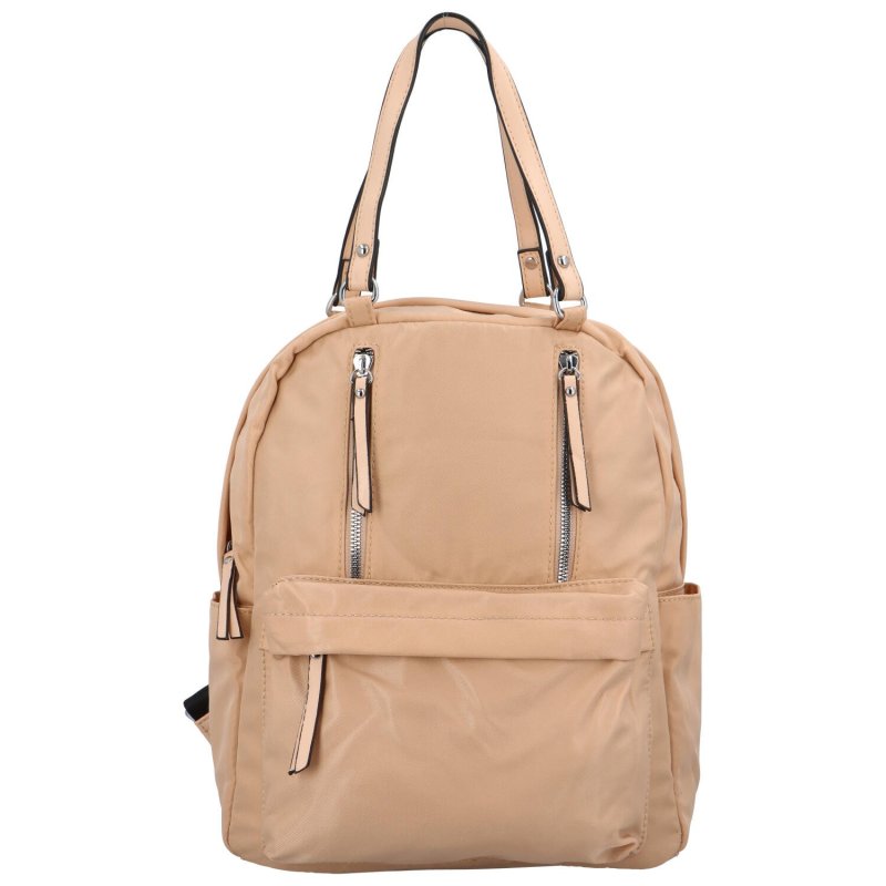 Moderní dámský látkový kabelko batoh Anita, světle béžová