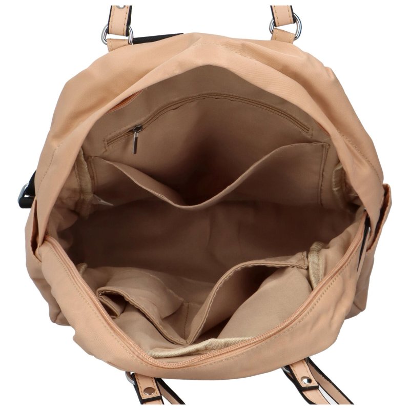 Moderní dámský látkový kabelko batoh Anita, světle béžová
