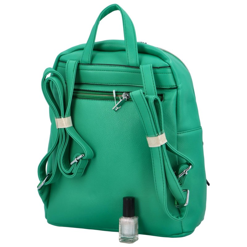 Trendový dámský koženkový batoh s potiskem Lia, zelený