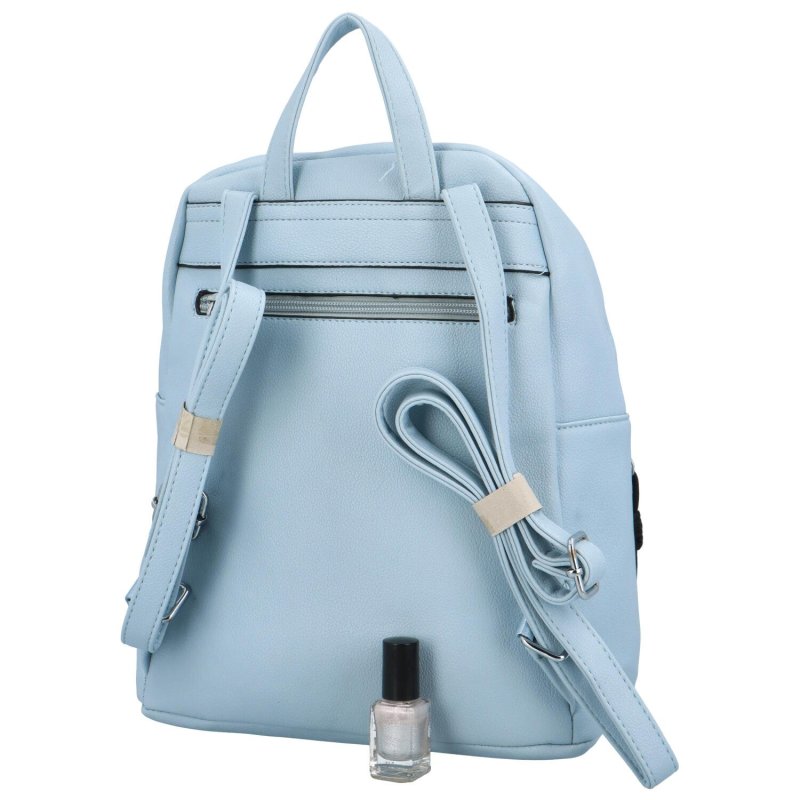Trendový dámský koženkový batoh s potiskem Lia,  světle modrý