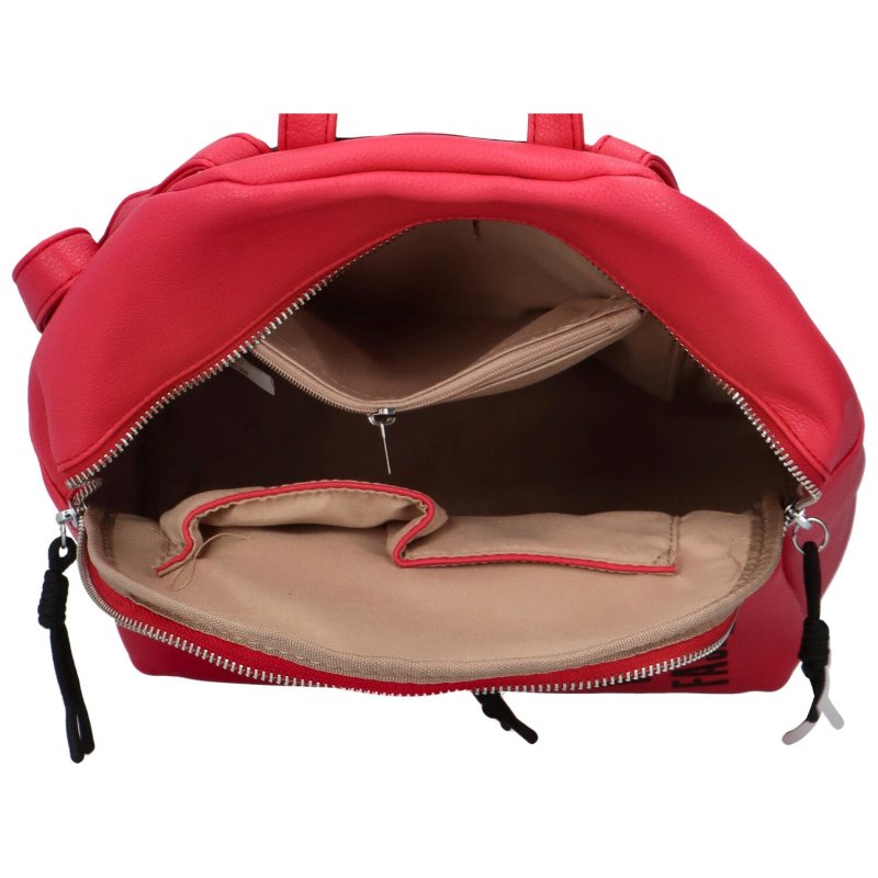 Trendový dámský koženkový batoh s potiskem Lia, fuchsiový