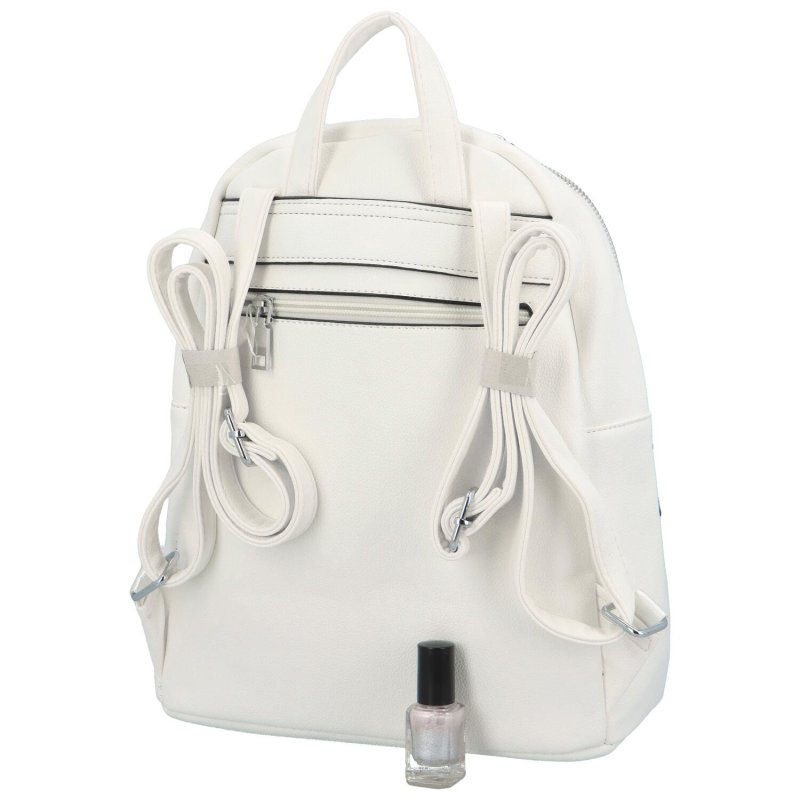 Trendový dámský koženkový batoh s potiskem Lia, bílý