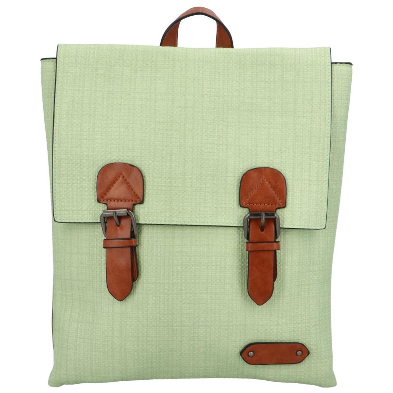 Trendový dámský koženkový batoh Nava, světle zelený
