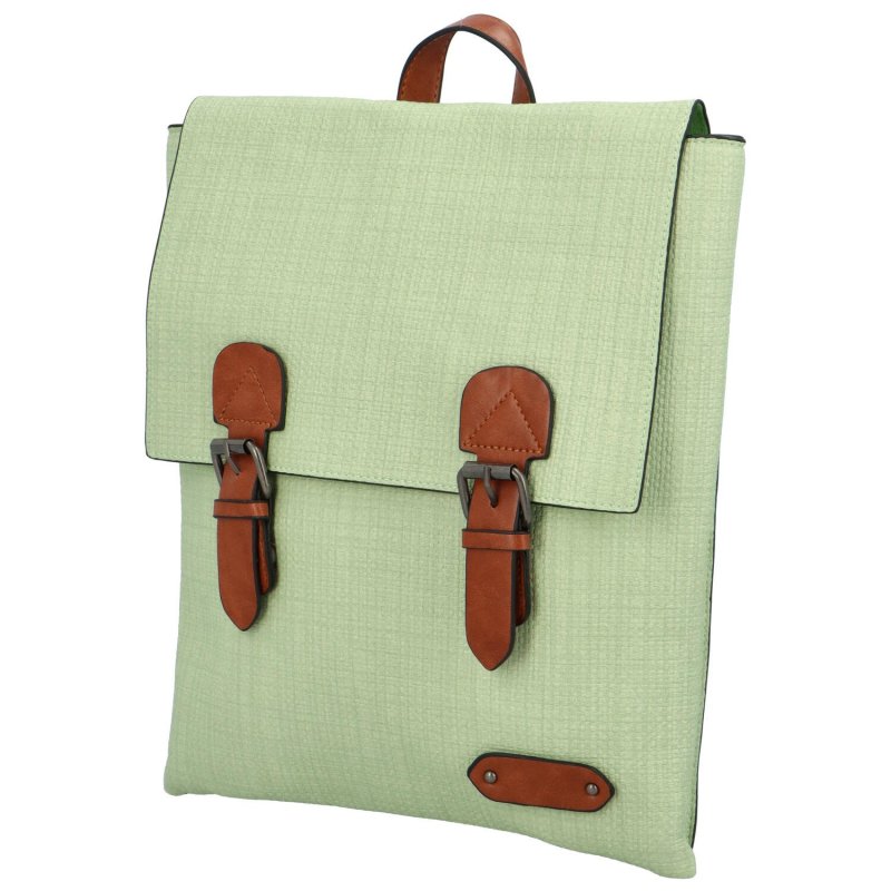 Trendový dámský koženkový batoh Nava, světle zelený