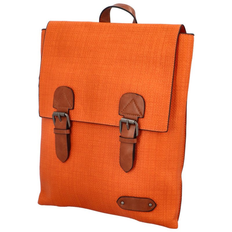 Trendový dámský koženkový batoh Nava, oranžový