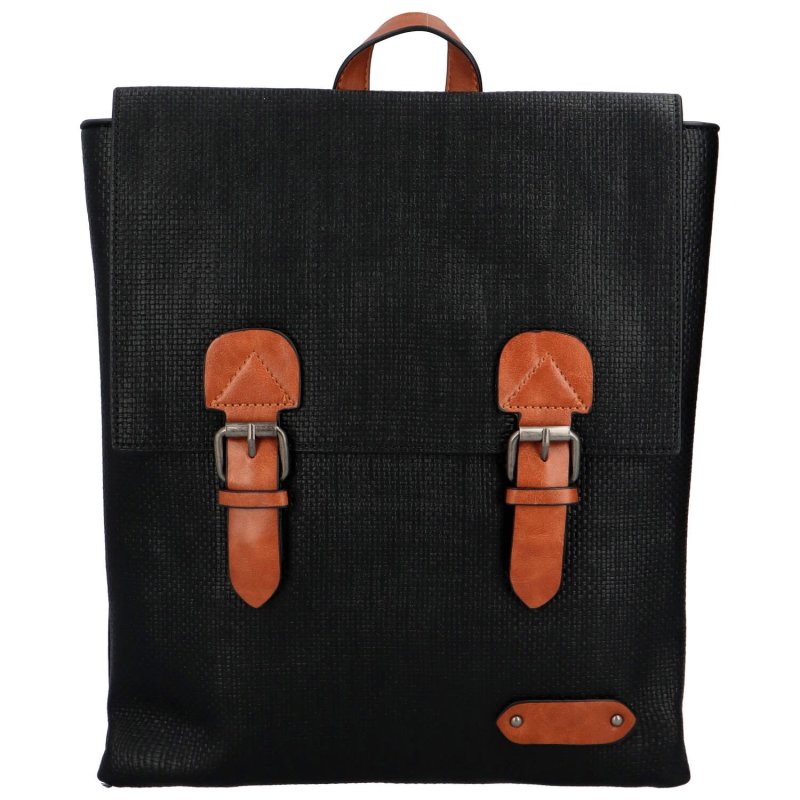 Trendový dámský koženkový batoh Nava, černý