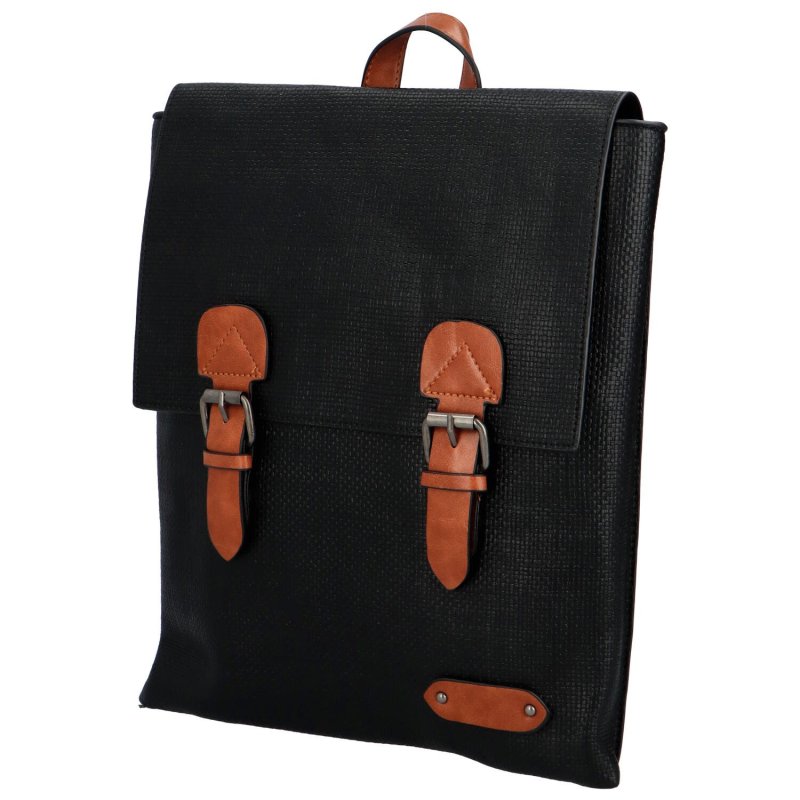Trendový dámský koženkový batoh Nava, černý