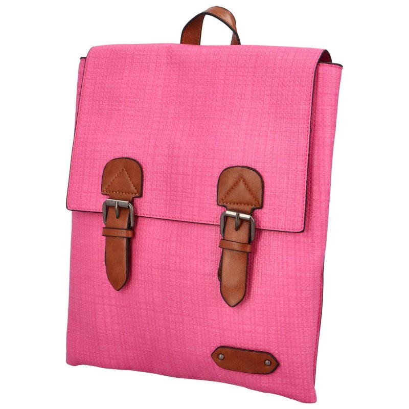 Trendový dámský koženkový batoh Nava, fuchsiová