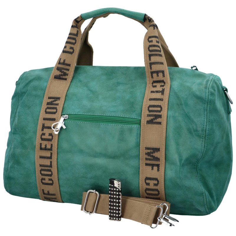 Cestovní dámská koženková kabelka Gita, modrozelená