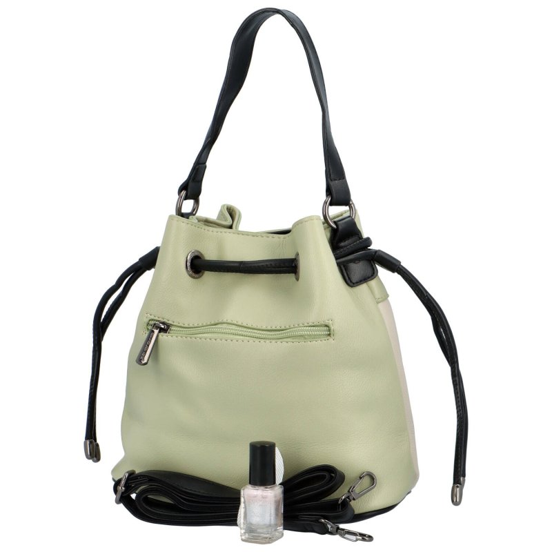 Koženková dámská kabelka ve tvaru vaku Roberta, šedo-zelená