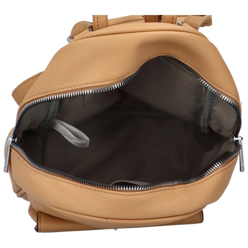 Dámský koženkový batoh s přední kapsou Iris, hnedý