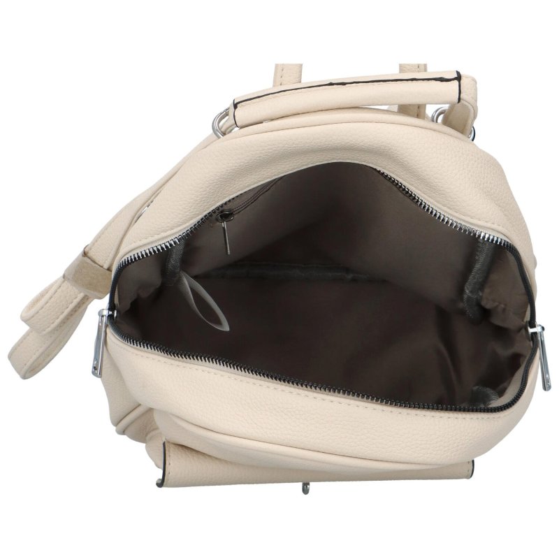 Dámský koženkový batoh s přední kapsou Iris, světle béžový