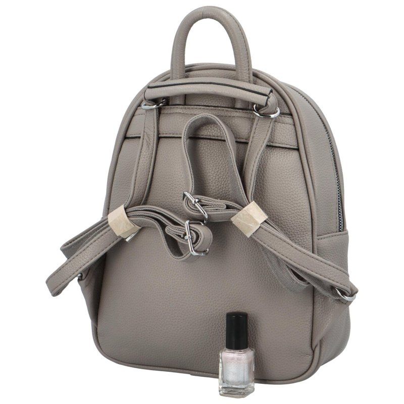 Dámský koženkový batoh s přední kapsou Iris, šedý
